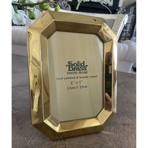 Vintage NOS Solid Brass Photo Picture Frame Beveled Edge 5X7 New