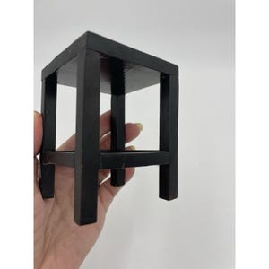 Vintage  Asian Wood  Small Pedestal Stand Riser Pot Art Display Table 4&quot; Tall