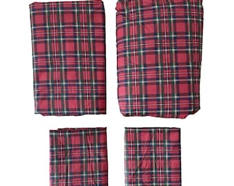 Vtg New Ralph Lauren 4pc Tartan Red Plaid Full/Dbl Sheet Set NWOT