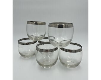 Set of 7 LARGE Mid Century Dorothy C. Thorpe Silver Band Roly Poly