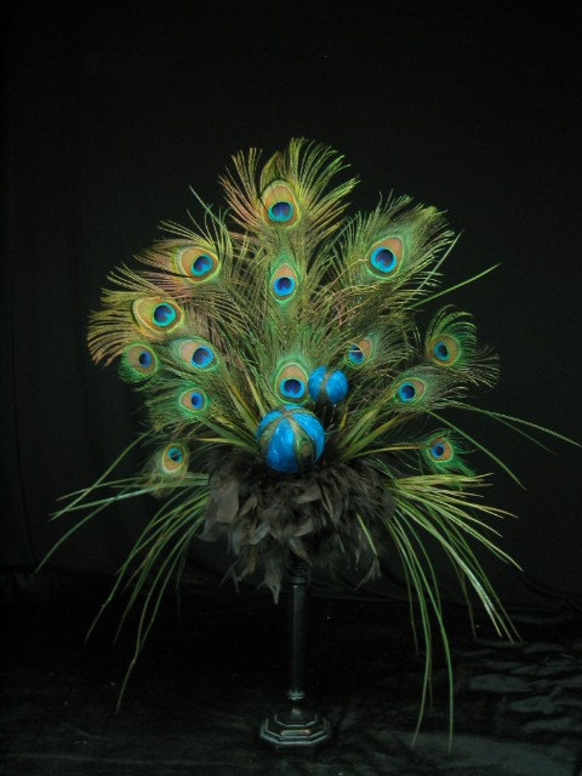 Peacock Feather Ball Floral Arrangement Etsy