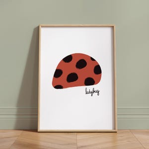 Ladybug Poster – Minimalist Printable Kids Wall Art, Cute Bug Illustration for Nursery or Playroom, Educational Digital Download