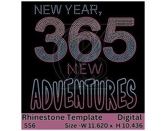 365 Nuevas Aventuras - Plantilla de Diamantes de Imitación - 3 Capas Ombre - SS6 - Tamaño 11.620 Ancho x 10.436 Alto