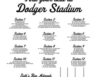 Dodger Stadium Seating Chart: Wedding, Bar Mitzvah (Customized Printable File)