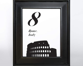 CUSTOM for Christine 6 World Travel Table Numbers: Printable Files