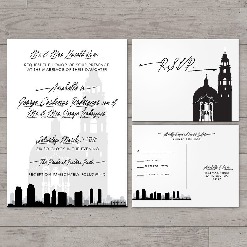 Printable San Diego Invitation Wedding Party Special Event Etsy