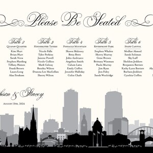 Little Rock Arkansas Printable Seating Chart for weddings or events, sent ready to print. Ink color, font, text custom. Quick turnaround.