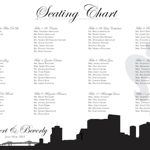 New Orleans Printable Seating Chart Poster for weddings, sent ready to print. Ink color, font, all text custom. Quick turnaround.