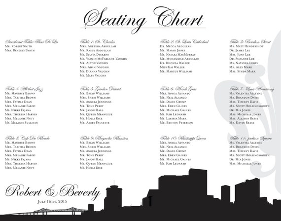 New Orleans Seating Chart Printable PDF Custom Poster Digital | Etsy