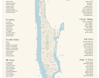 Manhattan Map Printable Seating Chart with street map graphic, sent ready to print. Ink color, font, all text custom. Quick turnaround.