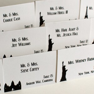 Printed World Travel Place Card, choose from hundreds of landmarks, customize font, colors. Quick turnaround time image 3