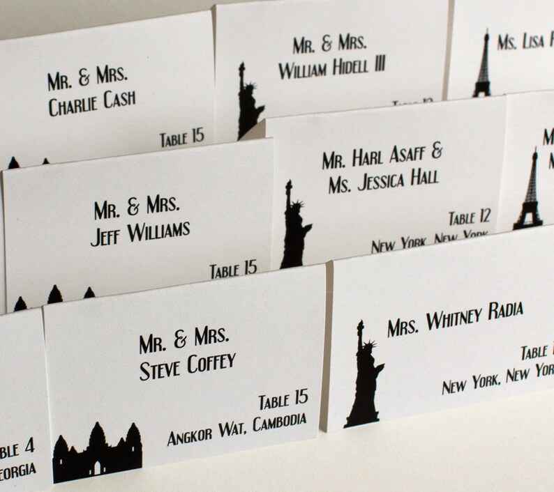 Printed World Travel Place Card, choose from hundreds of landmarks, customize font, colors. Quick turnaround time image 3