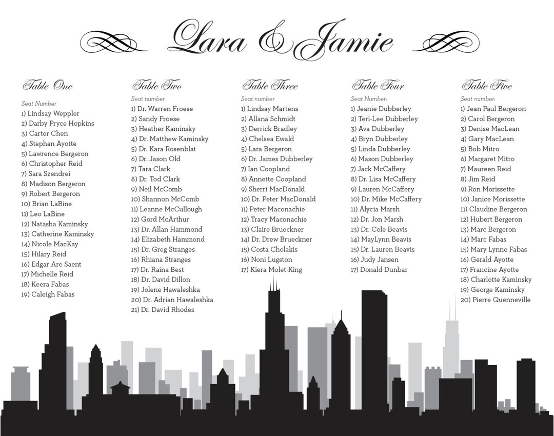 Chicago Seating Chart Printable PDF Custom Poster Digital - Etsy