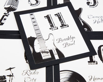 Music Venues Table Number for Weddings, Parties, Bar Mitzvahs, Choose your icons and titles