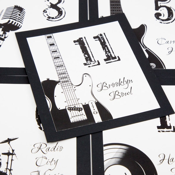 Music Venues Table Number for Weddings, Parties, Bar Mitzvahs, Choose your icons and titles