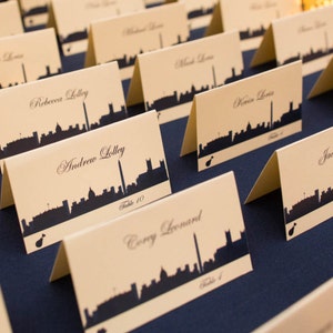 Washington DC Place Card bedrukt met skyline, naam van de gast en tafel, kies lettertype en inktkleuren, kom klaar voor gebruik uit de doos