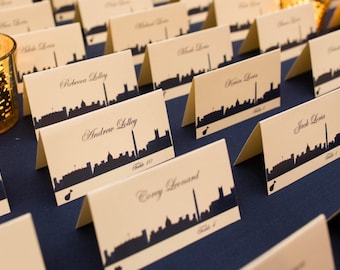 Washington DC Place Card printed with skyline, guest name, and table, choose font and ink colors, arrive ready to use out of the box