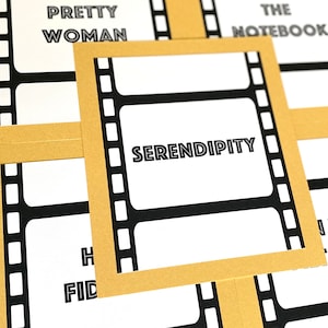 Filmlijstnummer filmstrip voor bruiloften, feesten, bar mitswa, kies je filmtitels, papier- en inktkleuren