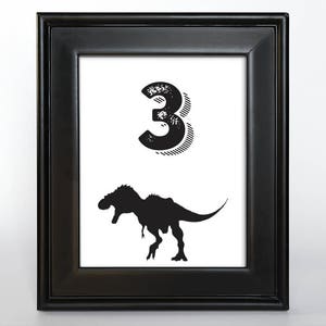 Dinosaur Printable Table Number Bar Mitzvah Wedding Reception Decor Sign Cards 4x6 5x7 or 8x10 Choose Font, Color and Dinosaurs image 1