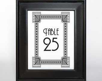 Art Deco Printable Table Numbers Wedding Reception Decor Sign Cards 5x7 Instant Download Quantity 40