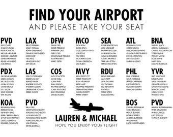 Airport Wedding Seating Chart: Custom Destination Theme (Digital Download)