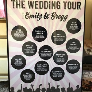 Concert Poster Printable Seating Chart perfect for weddings or bar mitzvahs. Ink color and all text custom. Quick turnaround.