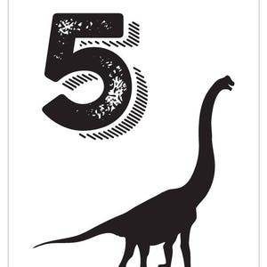 Dinosaur Printable Table Number Bar Mitzvah Wedding Reception Decor Sign Cards 4x6 5x7 or 8x10 Choose Font, Color and Dinosaurs image 4