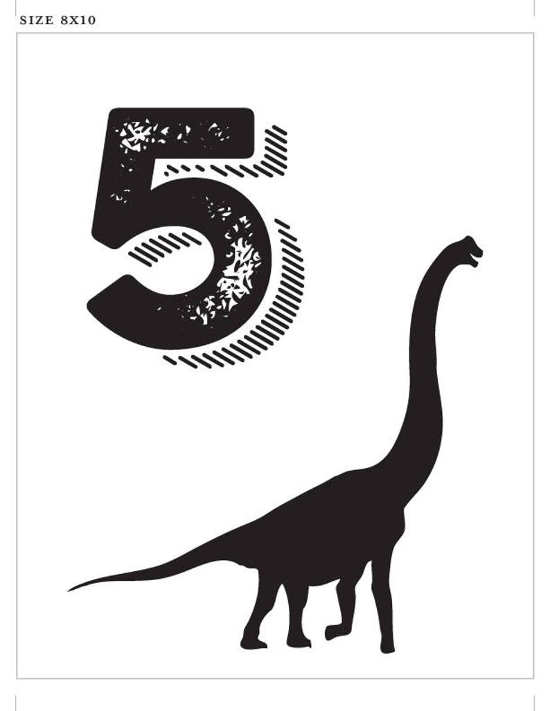 Dinosaur Printable Table Number Bar Mitzvah Wedding Reception Decor Sign Cards 4x6 5x7 or 8x10 Choose Font, Color and Dinosaurs image 4