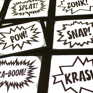 Comic Book Text Table Number for Weddings or Parties, Choose your text and colors image 1