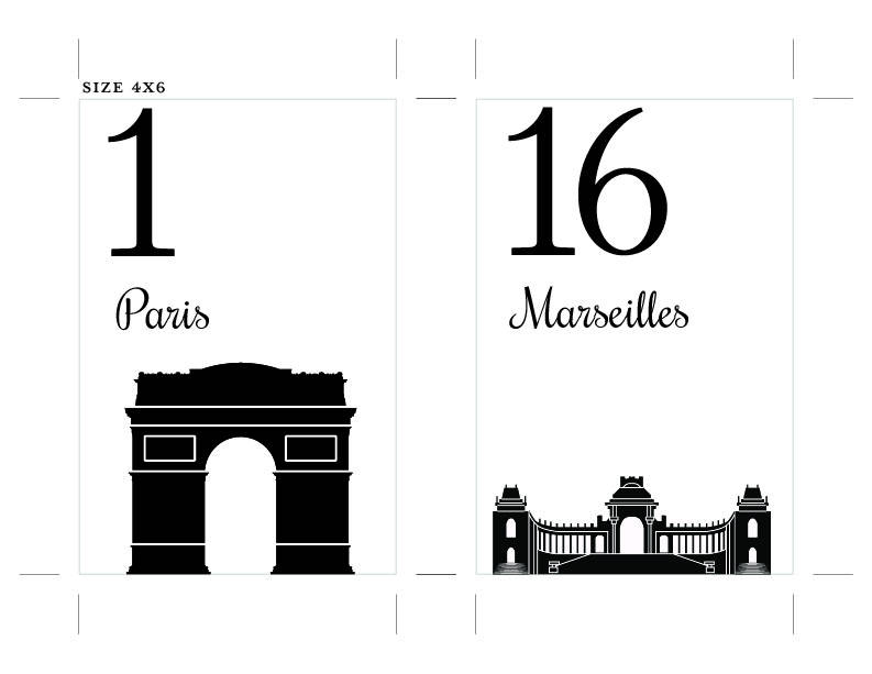 Printable France Landmarks Table Number: Paris Decor (DIY) - Etsy