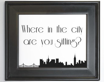 NYC New York Printable Where in the City are You Sitting Wedding Seating Sign customize font and color 8x10 instant download