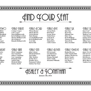 Art Deco Wedding Seating Chart Printable (Custom Text)