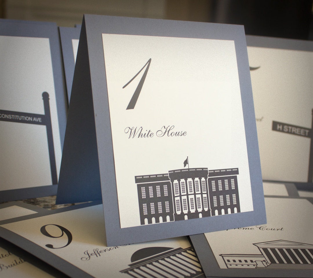 Washington DC Table Number for Wedding Reception or Party Decor, Choose ...