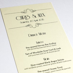 Art Nouveau Wedding Menu: Custom Elegant Event Menus (Printable or Printed)
