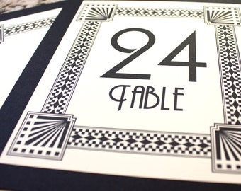 Art Deco Table Number: Historical Wedding or Party Theme, Choose ink and paper colors