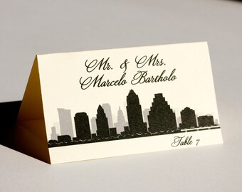 Austin Place Card City Skyline Wedding Handmade Custom Place Card Escort Bridal Other Cities Available