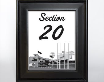 Dodger Stadium Table Numbers 1-40: Los Angeles Baseball Events (5x7, Instant Digital Download)