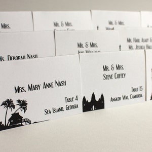 Printed World Travel Place Card, choose from hundreds of landmarks, customize font, colors. Quick turnaround time image 2