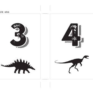 Dinosaur Printable Table Number Bar Mitzvah Wedding Reception Decor Sign Cards 4x6 5x7 or 8x10 Choose Font, Color and Dinosaurs image 3