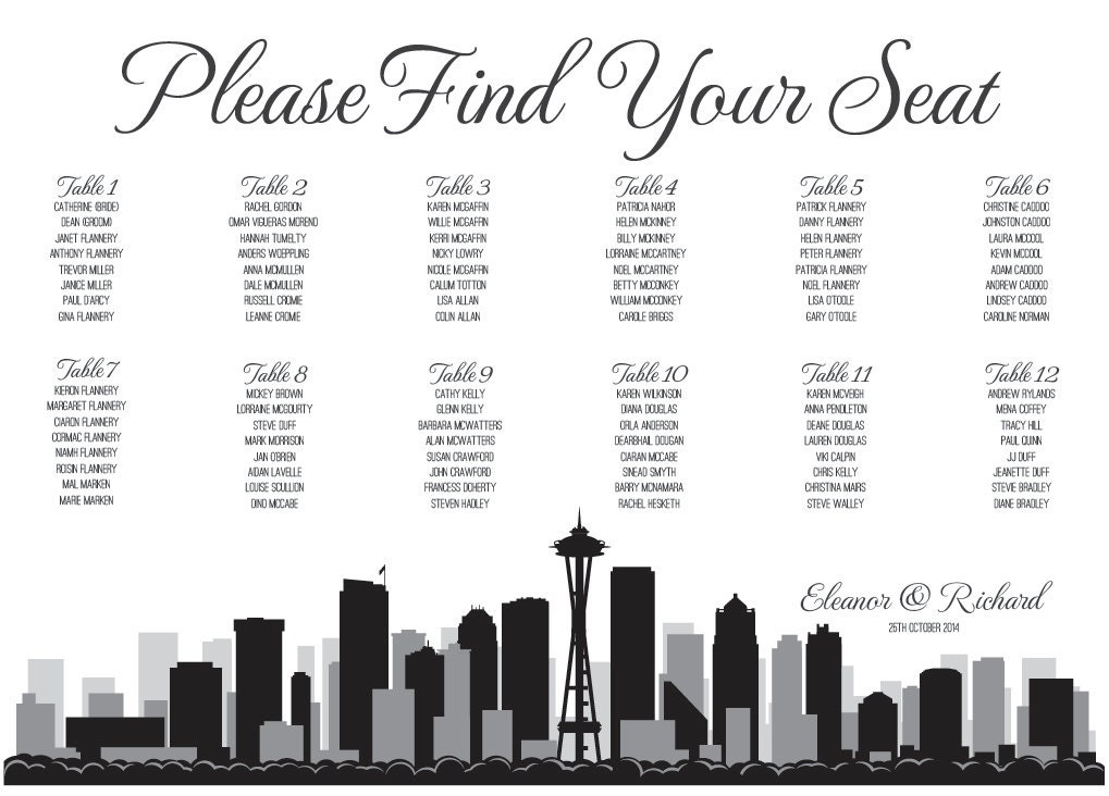 Seattle Seating Chart Printable PDF Custom Poster Digital | Etsy