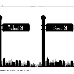 Afdrukbare Philadelphia Street Sign Table Number Receptie Bruiloft Decor 4x6 5x7 of 8x10 Kies lettertype, kleur