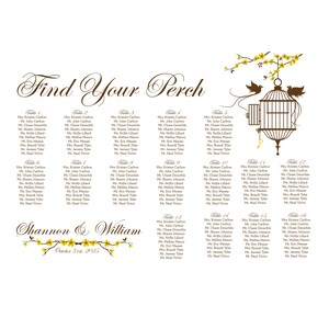 Bird Cage Printable Seating Chart for weddings, events, sent ready to print. Ink color, font, all text custom. Quick turnaround.