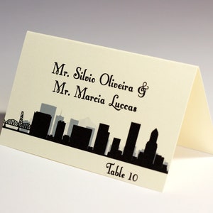 Portland Skyline Place Card: Custom Guest Name & Table