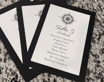 Printed Compass Rose Guest List Card perfect for world travel weddings or events, choose font, colors