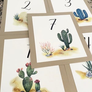 Numéro de table cactus pour une réception de mariage ou une décoration de fête, parfait pour les événements sur le thème de l'Occident ou du désert