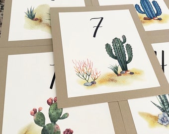 Cactus Table Number for Wedding Reception or Party Decoration, perfect for Western or Desert themed events