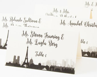 Paris Skyline Place Cards: Eiffel Tower Wedding Reception Seating