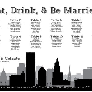Providence Wedding Seating Chart: Skyline Design, Choose Font & Colors (Printable)
