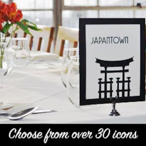 San Francisco Table Number Cards for Wedding or party Decor, choose from over 30 landmarks, printed and fully finished