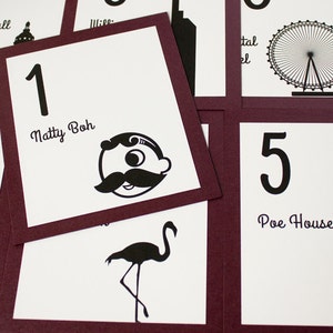 Baltimore Table Number for Wedding or Party Decor, Choose from over 30 landmarks, choose font and colors image 2